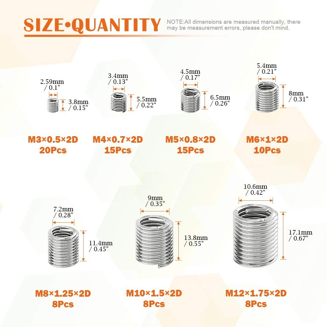 84 Pcs Helicoil Type Thread Repair Inserts – Stainless Steel M3-M12 Assorted