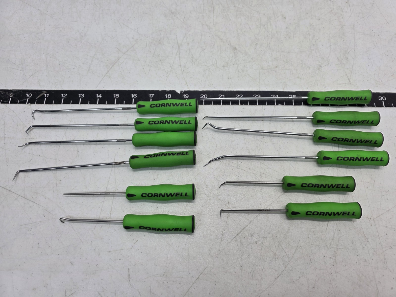 Cornwell Tools CTG812HPSG 12pc Hook & Pick Set, NEON GREEN Soft Grip Handle