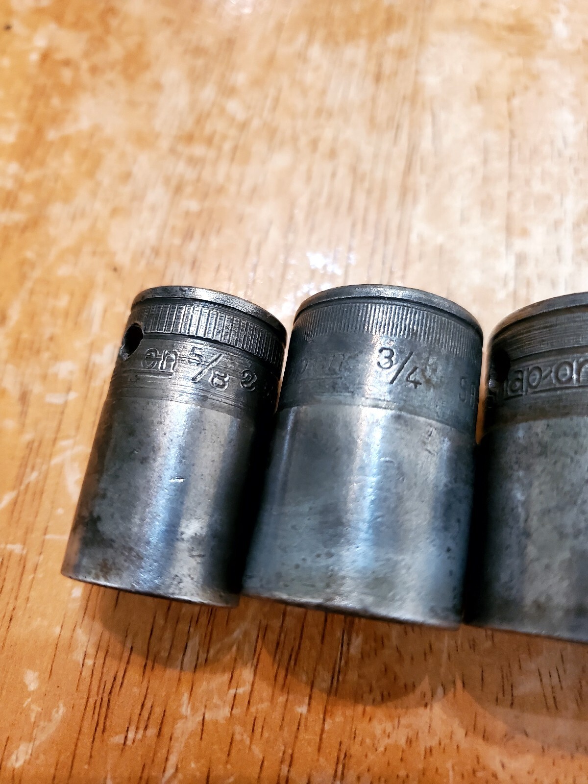Snap On Vintage 1/2″ Drive 5/8″ 3/4″ 15/16″ 1″ 1-1/8″ 1-3/16″ 12PT Sockets Lot