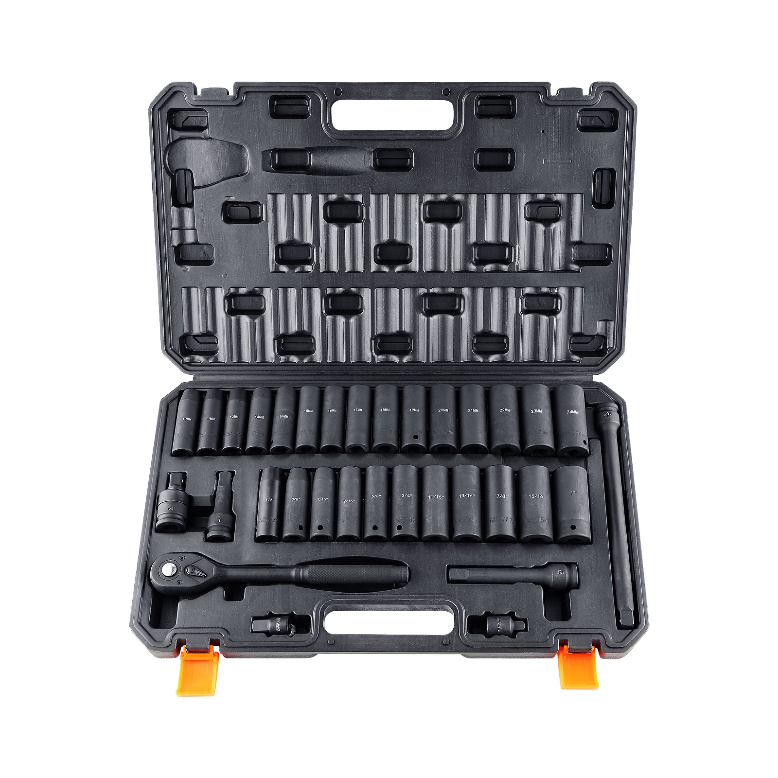 Uimoso 33-Piece 6-Point Impact Socket Set with 1/2in Drive and Case