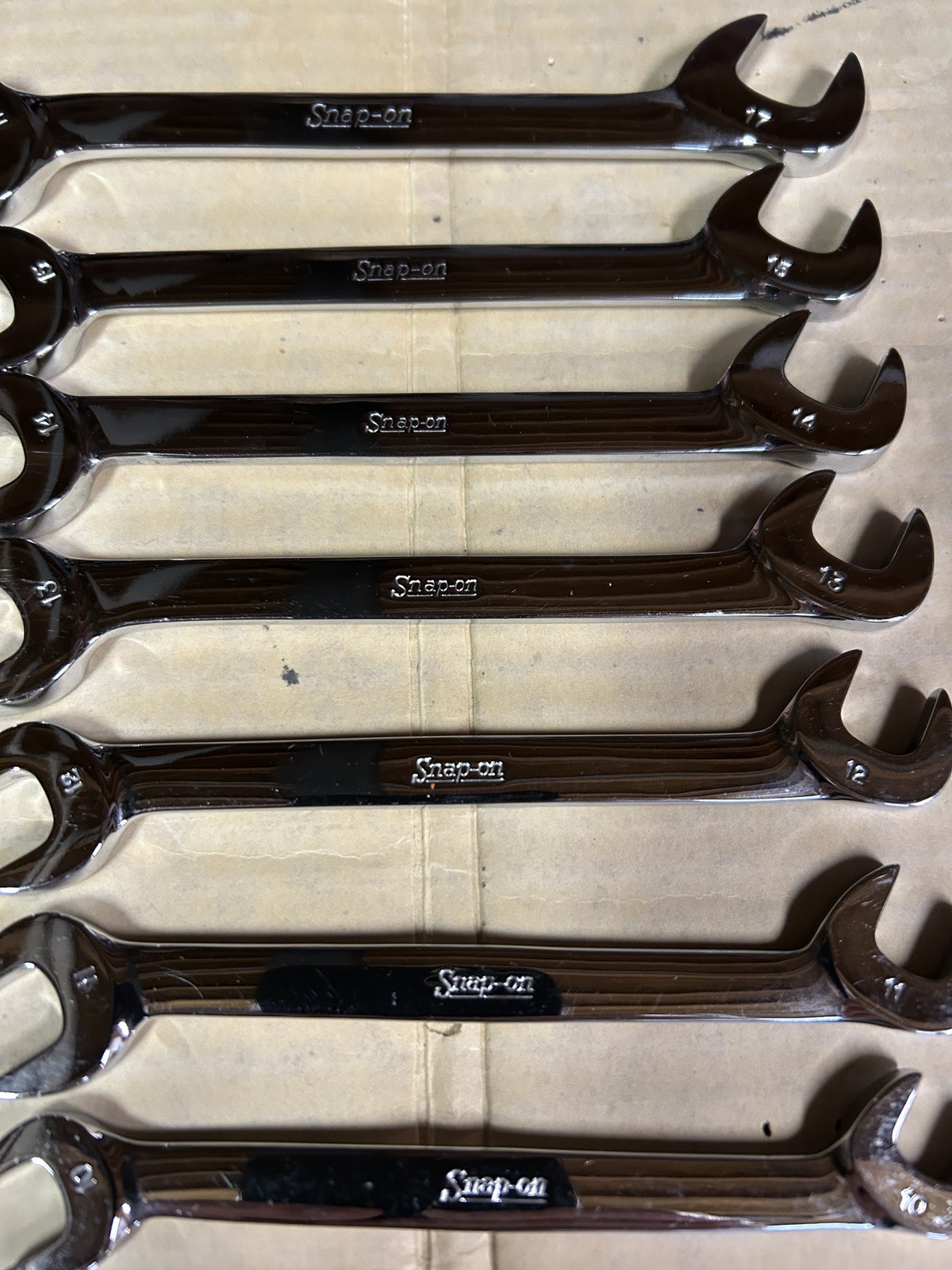 Snap-on Tools 7pc Metric 10mm-17mm 4-Way Angle Head Open End Wrench Set