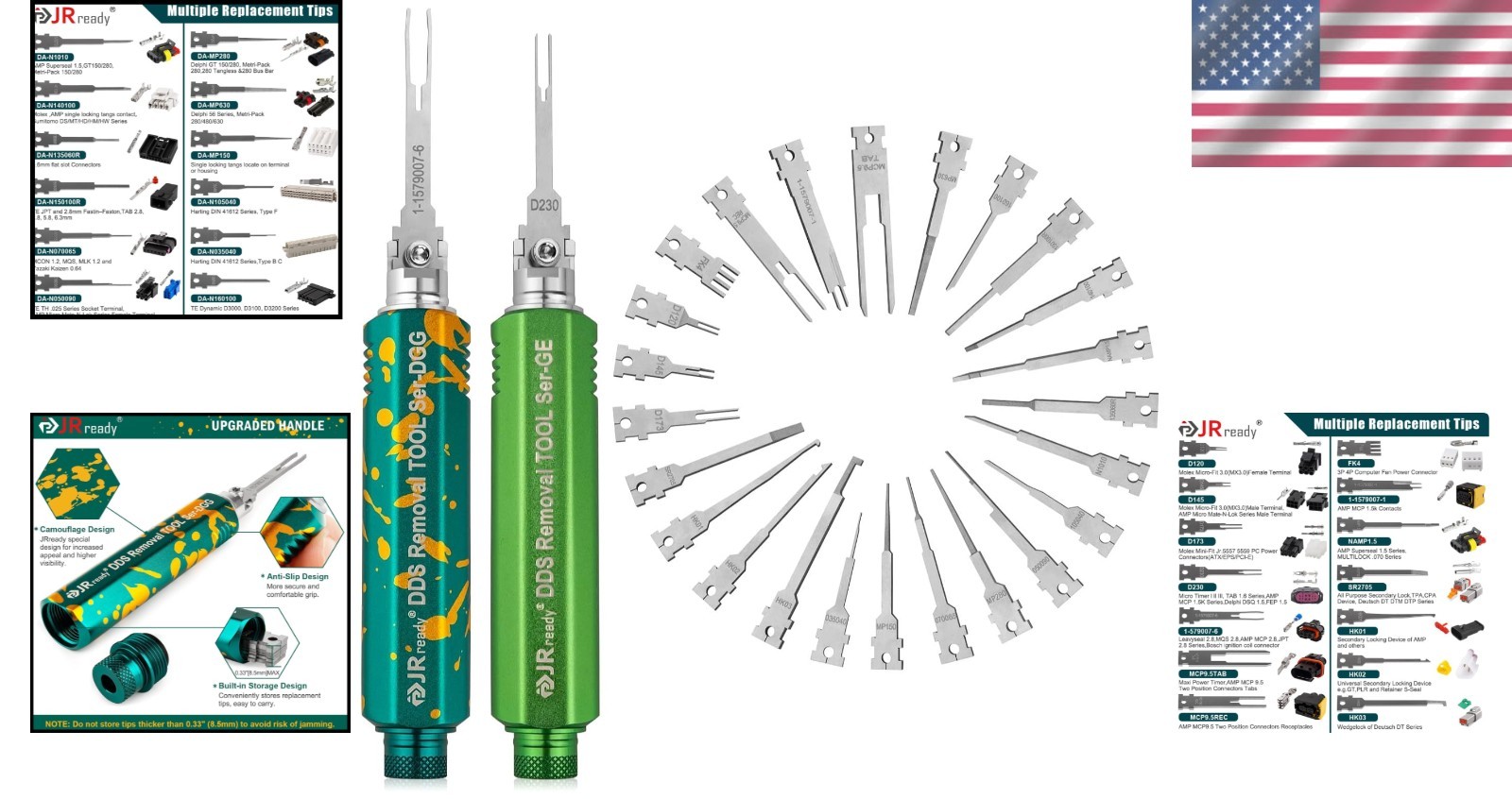 Versatile Dual-Head Terminal Extraction Tool Kit for Deutsch & Molex Connectors