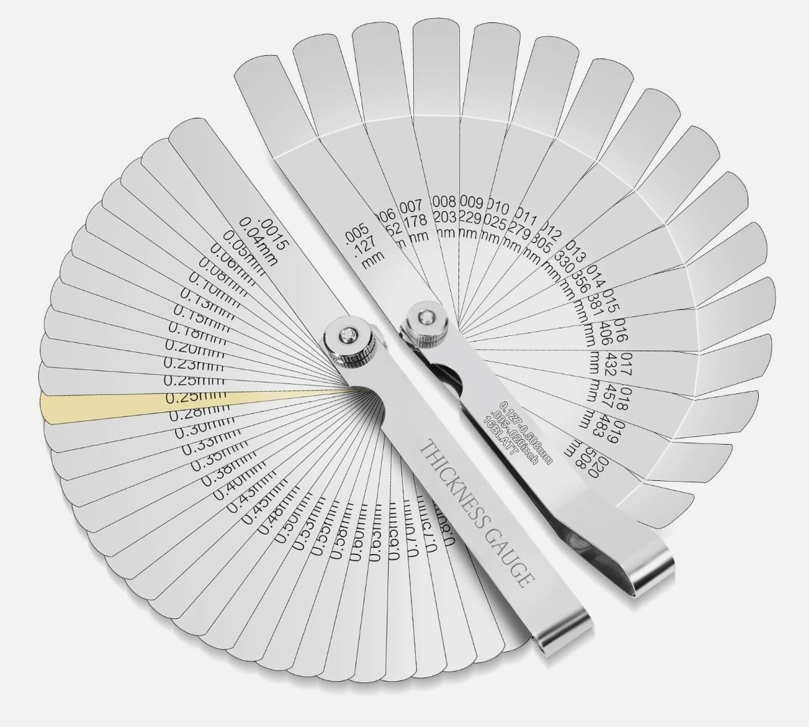 Stainless Feeler Gauge Set 3pcs Steel 32 Straight 16 Offset Blades SAE Metric