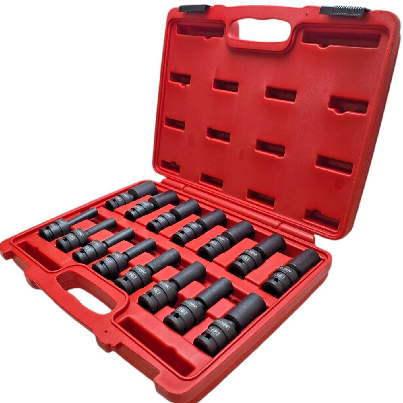 15 PC 1/2″ DR. Universal Swivel Deep Impact Socket METRIC PRO Radius 10-24mm Set