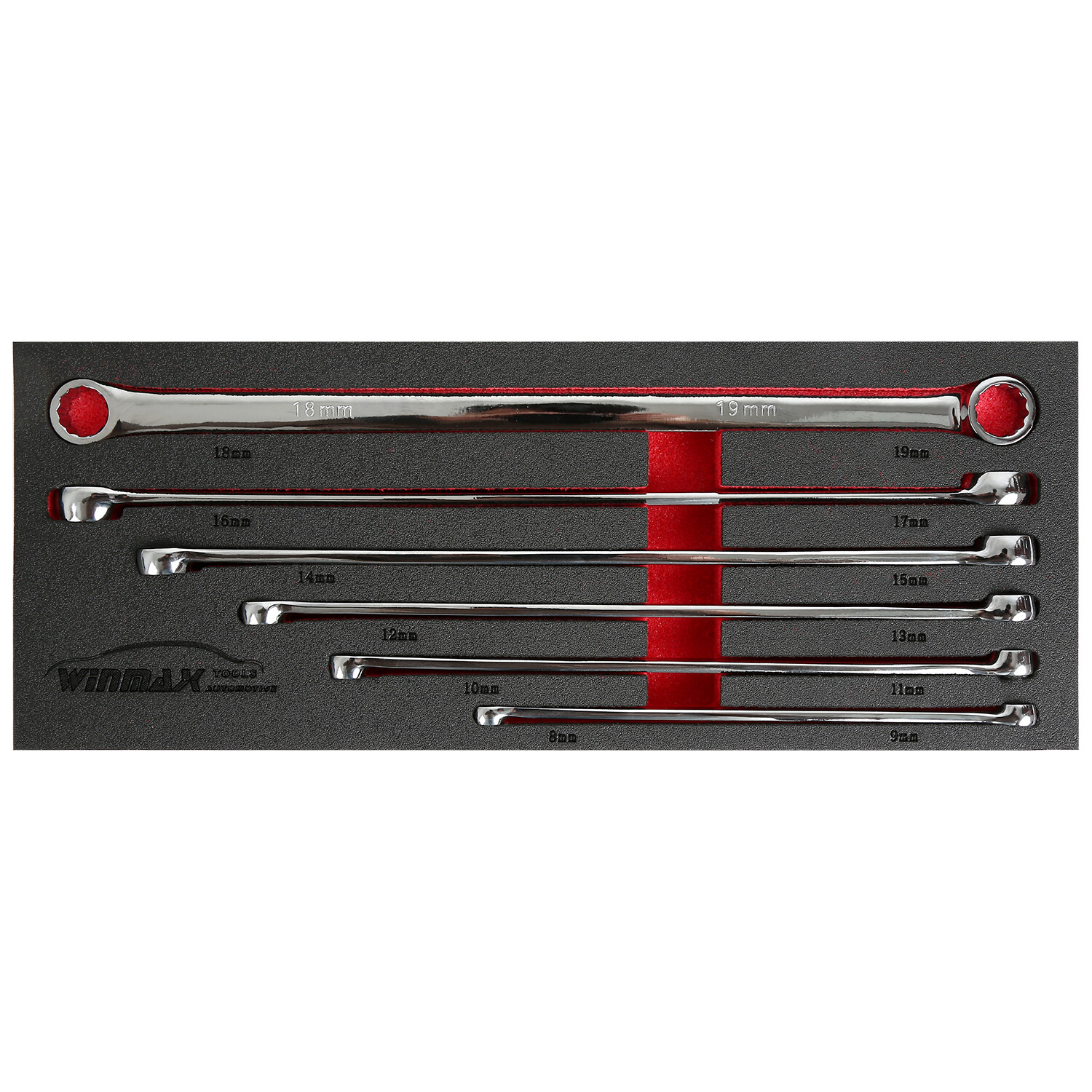 Extra Long 6PCS Box End Wrench Set, Metric Durable Aviation Spanner CRV 8mm-19mm