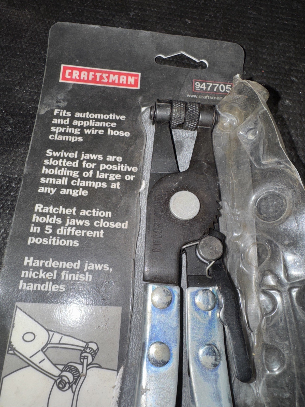 Sears Craftsman USA Nos Hose Clamp Pliers Swivel Jaw 47705 Open Pkg