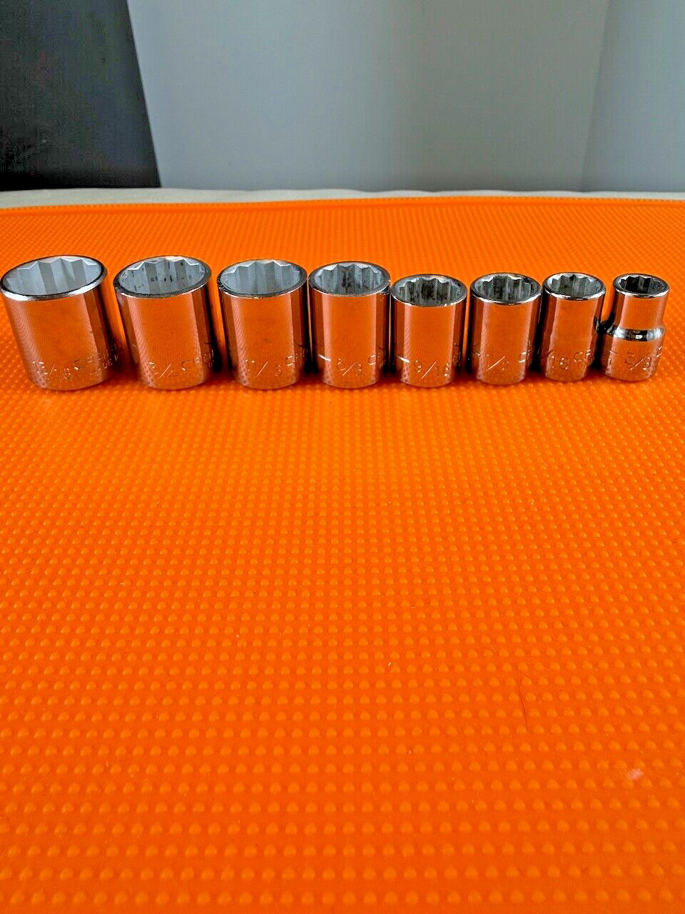 Craftsman 8 Socket Set 3/8″ Drive 12 Pt Shallow Standard 13/16″ to 3/8″ USA EE