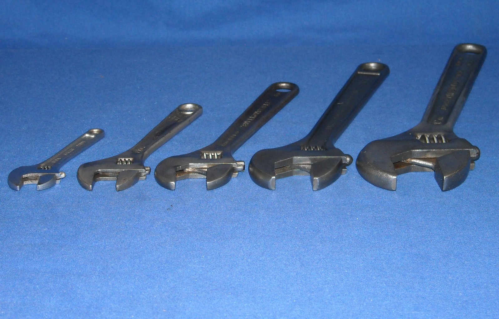 Vintage Crescent J.H. Williams Allen Adjustable Wrench Set 4, 6, 8, 10 & 12 inch