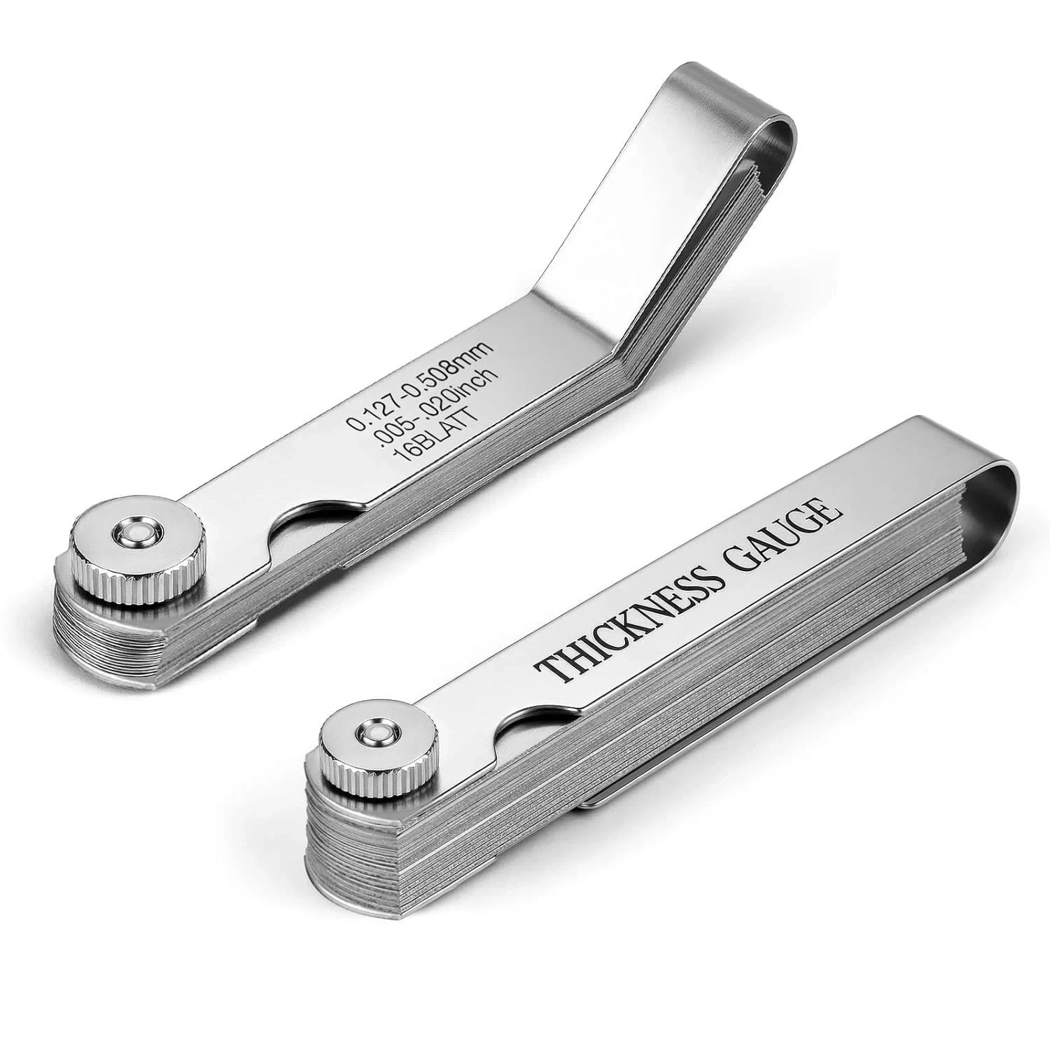 Feeler Gauge Set 2pcs Stainless Steel 32 Straight 16 Offset Blades SAE Metric US