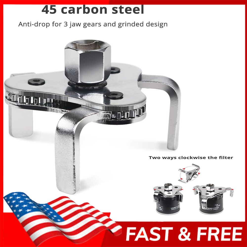 Universal 2 Way 3 Jaw Oil Filter Wrench Removal Tool Fully Adjustable Heavy Duty