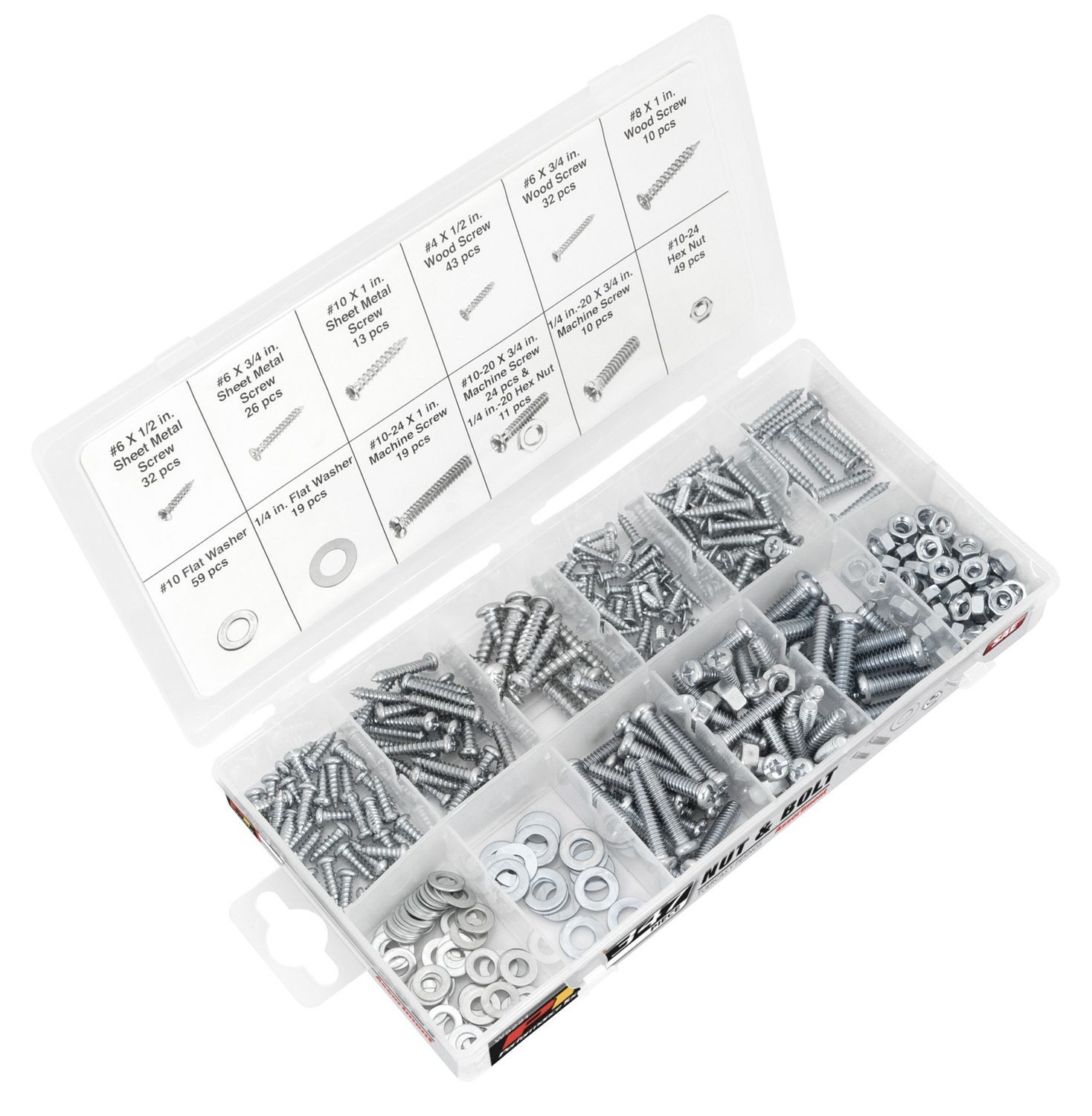 Performance Tool W5221 347 Piece SAE Nuts & Bolts Asst