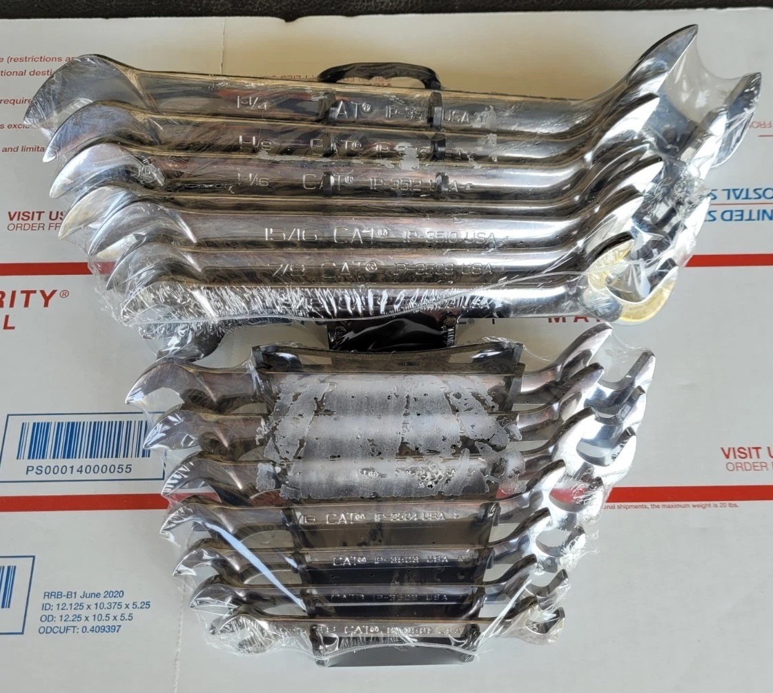 NEW CAT by Snap-on 14pc Open Angle Wrench Set 233-1635 233-1636 Caterpillar USA