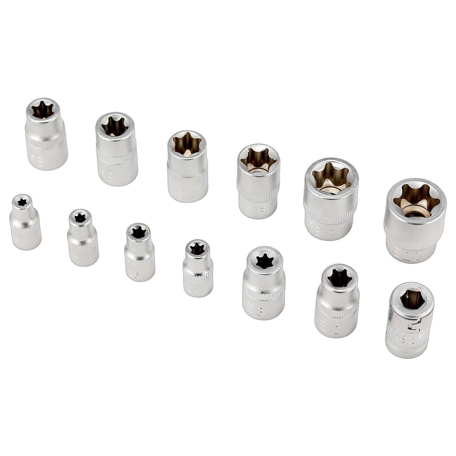 34pcs Torx Star Socket & Bit Set Male Female E & T Sockets Torx Bits with Case