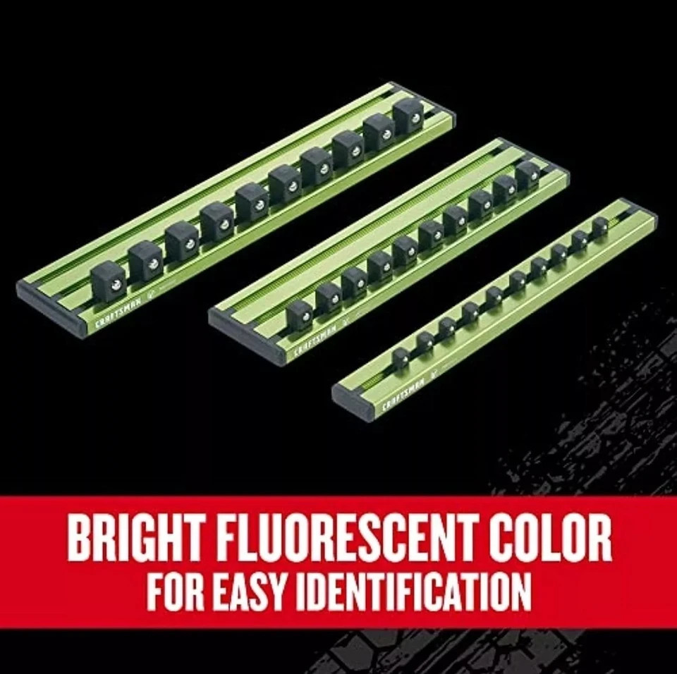 CRAFTSMAN V-SERIES Socket Organizer, Magnetic, Green, 3 Piece (CMMT92001V)