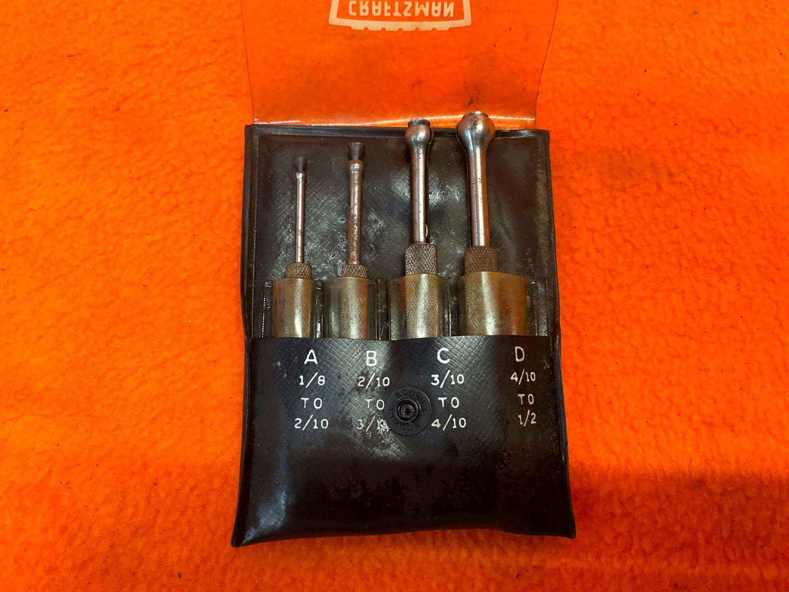 Craftsman Tools 1/2″ 1/8″ 2/10″ 3/10″ 4/10″ Hole Gages Set Of 4 Pcs OEM