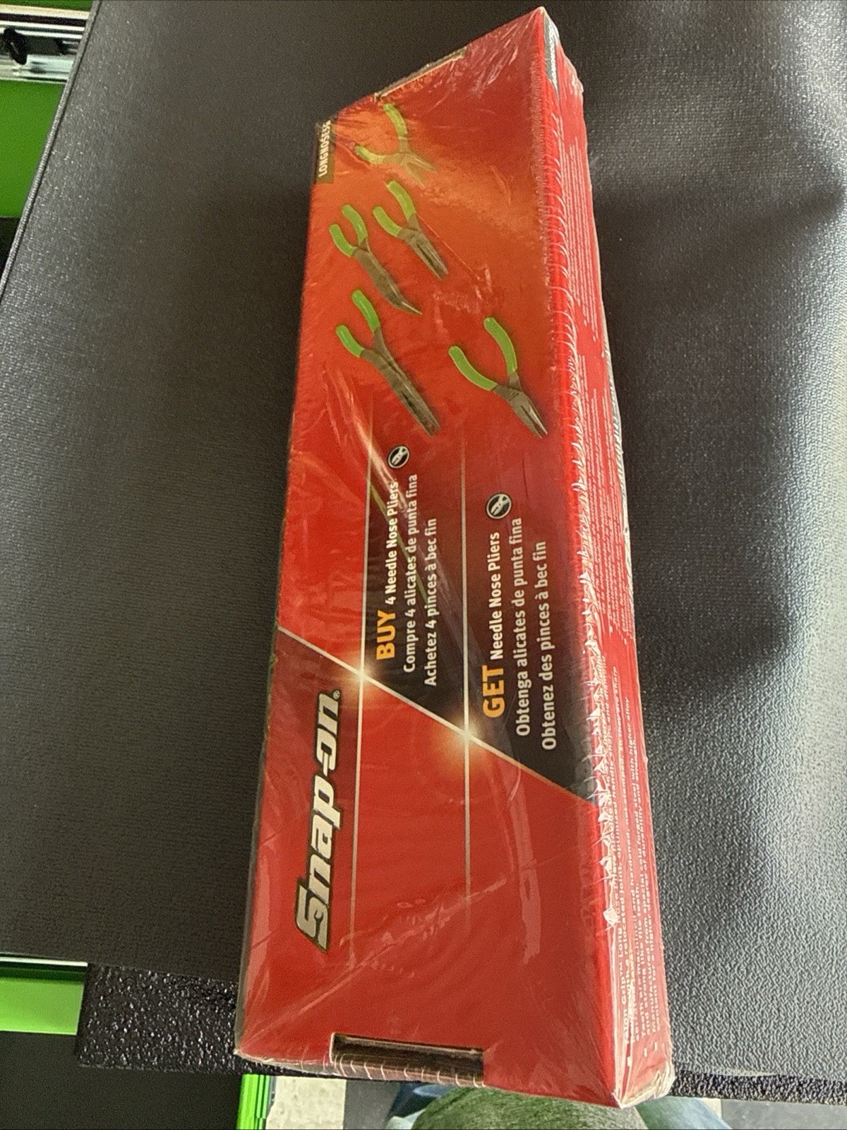 Snap On Tools NEW LONGNOSE5G 5pc Green Needle Nose Pliers Set 411CF 95ACF 911CF