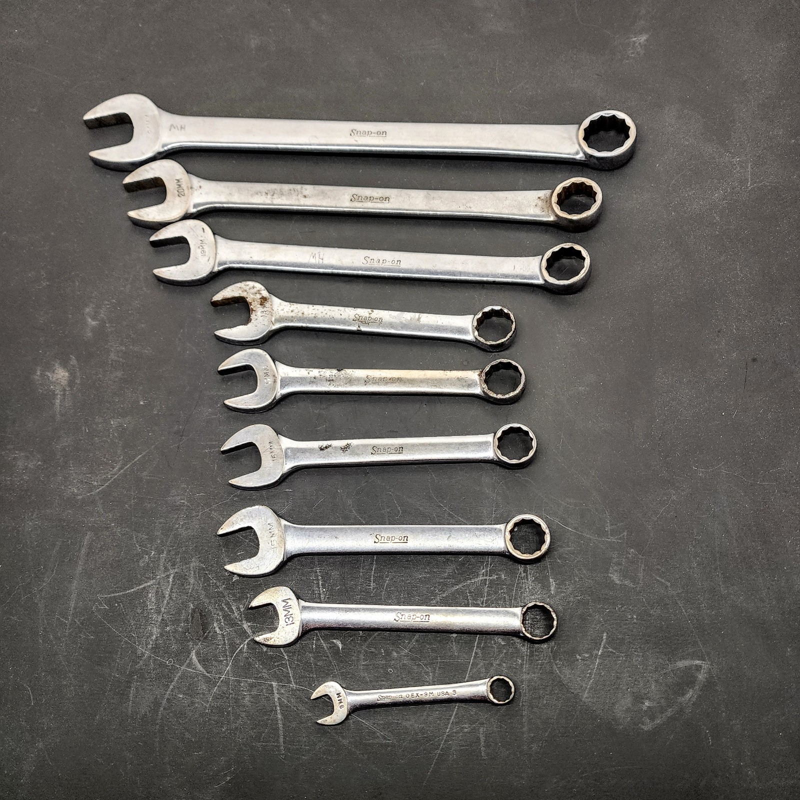Snap On Vintage Metric Combination Wrench Lot. 9 Pieces 1958/59 1967