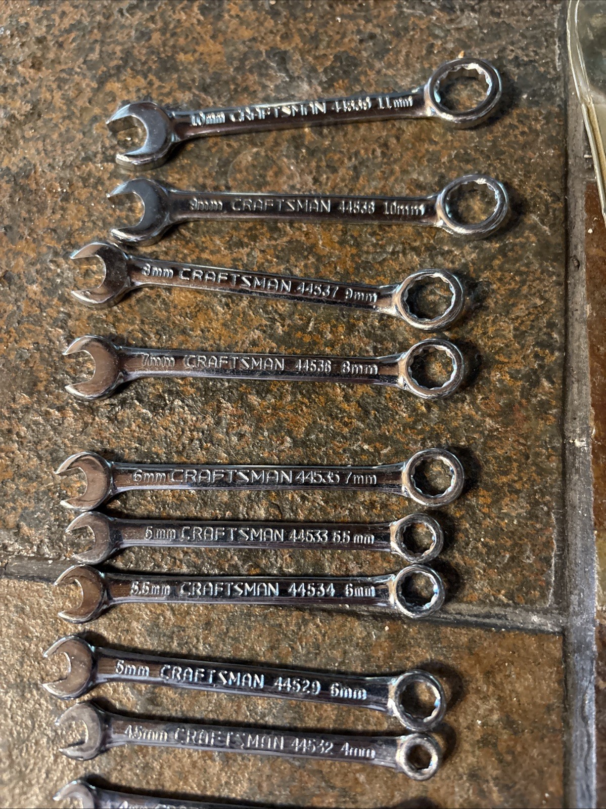Sears Craftsman USA Nos 43443 10 Pc Metric Ignition Combination Wrench Set 4-11m