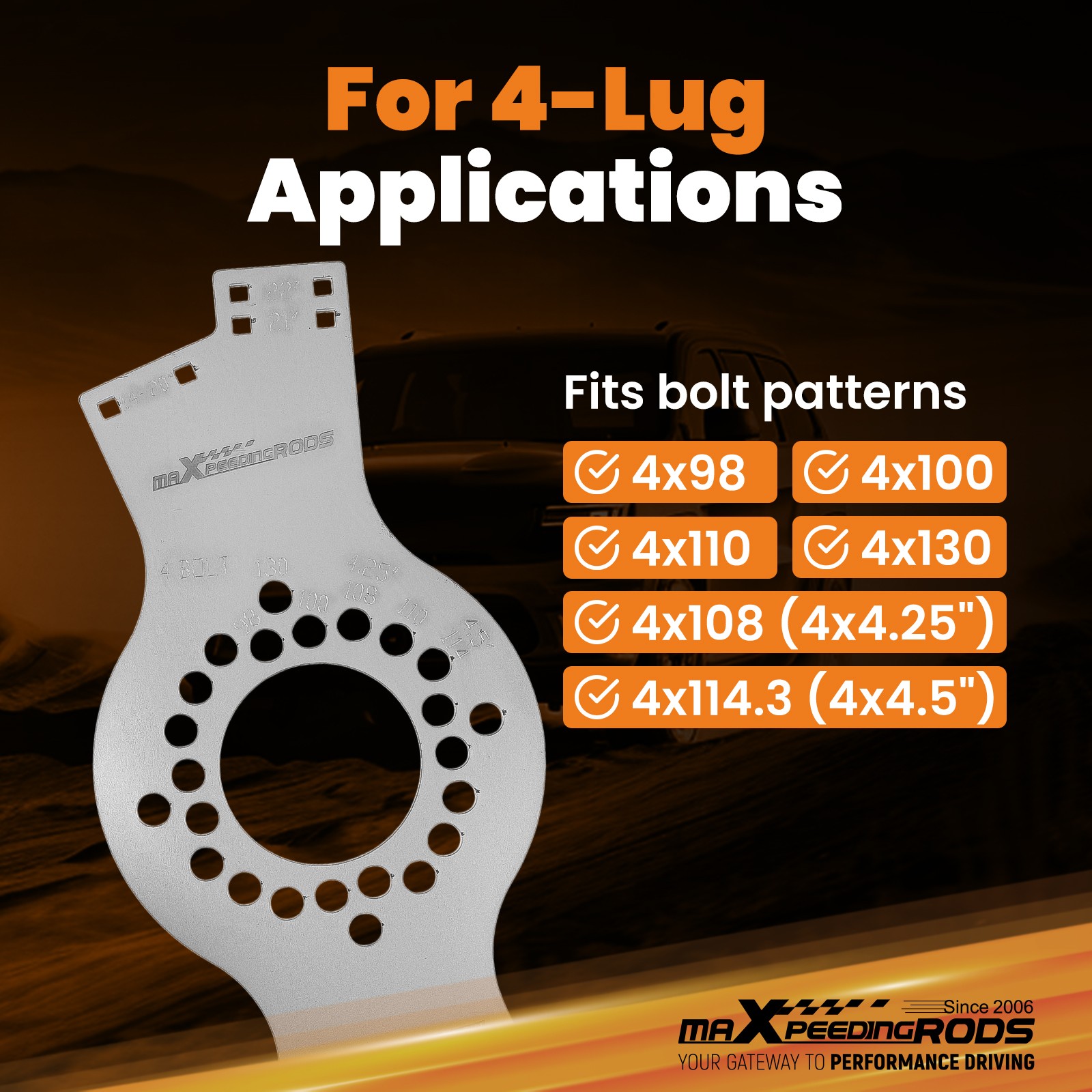 4-Lug Bolt Circle Gauge Fit for 4×98 4×100 4×108 4×110 4×114.3 4×130 14-22 in