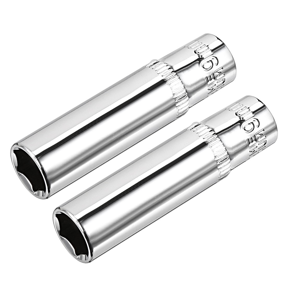 2Pcs 1/4-inch Drive 9mm Cr-V 6-Point Deep Socket