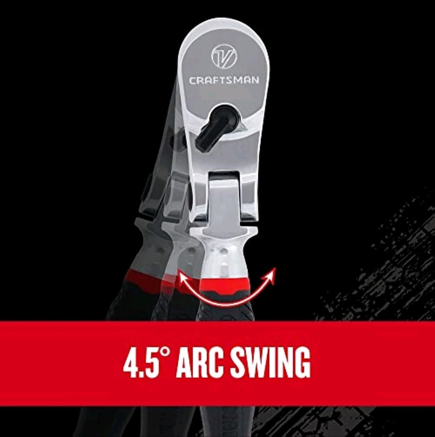 Craftsman V-SERIES Ratchet, 1/4 Inch Drive, 80-Tooth, Flexible Head Comfort Grip