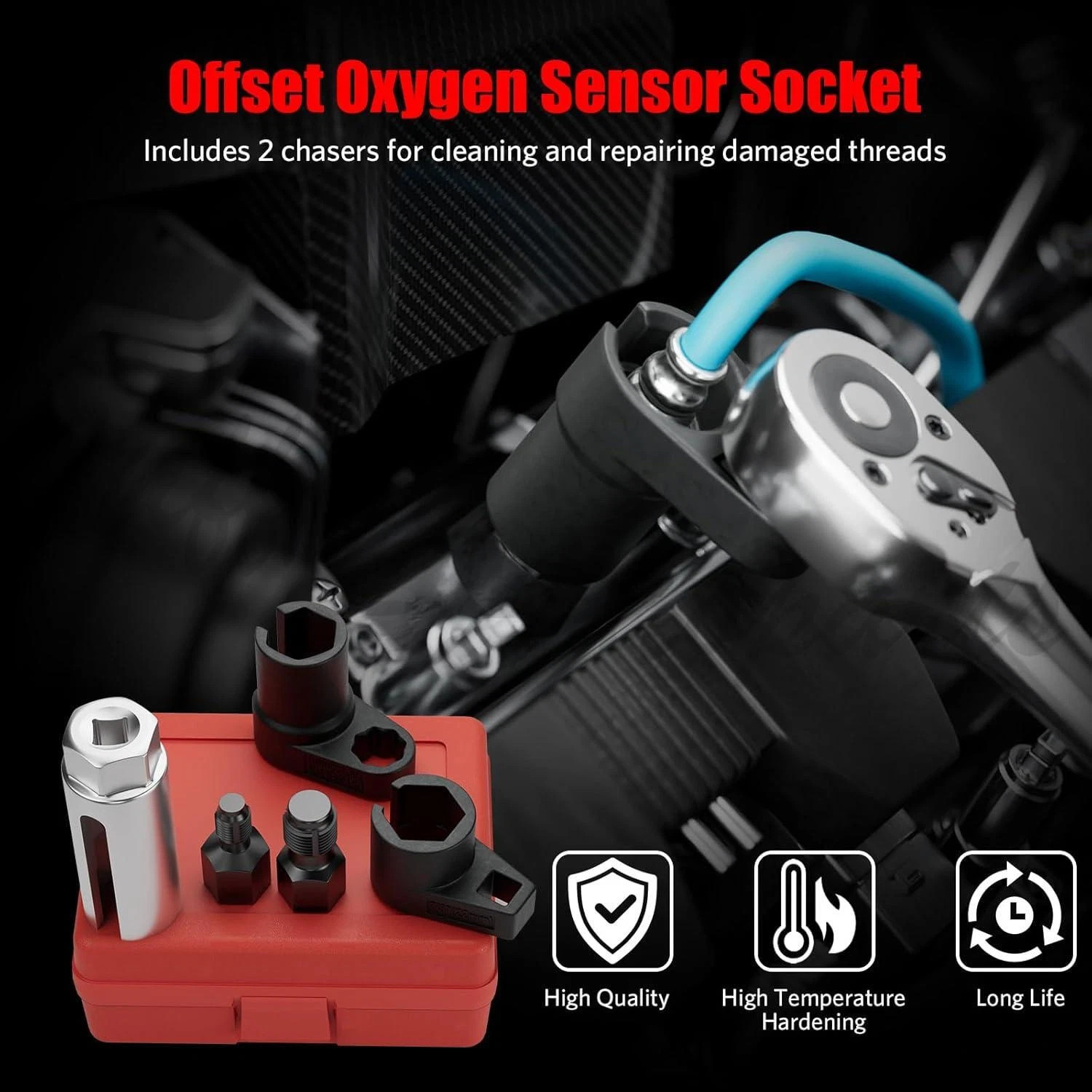 5Pcs Oxygen Sensor Socket Vacuum Wrench O2 M12 M18 Tool Renew Thread Chaser Set