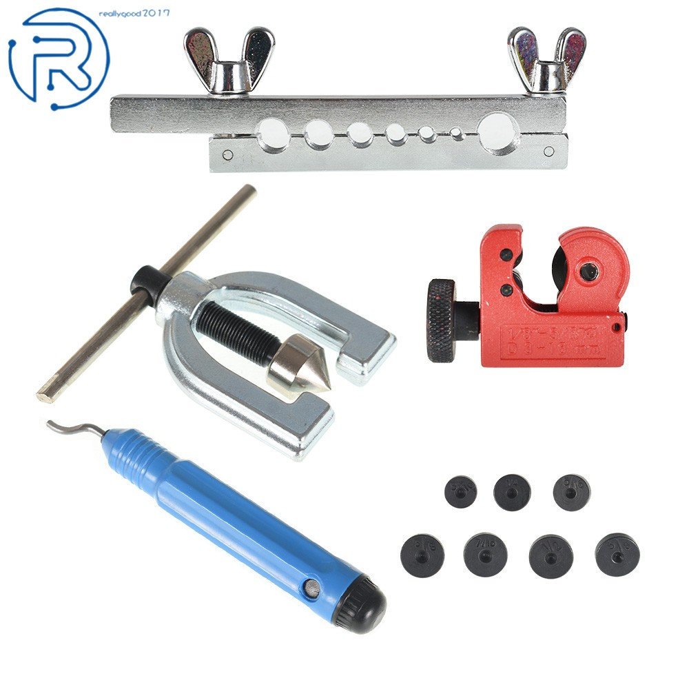 Brake Line Flaring Tool Kit with Mini Tubing Cutter – Single and Double Flare