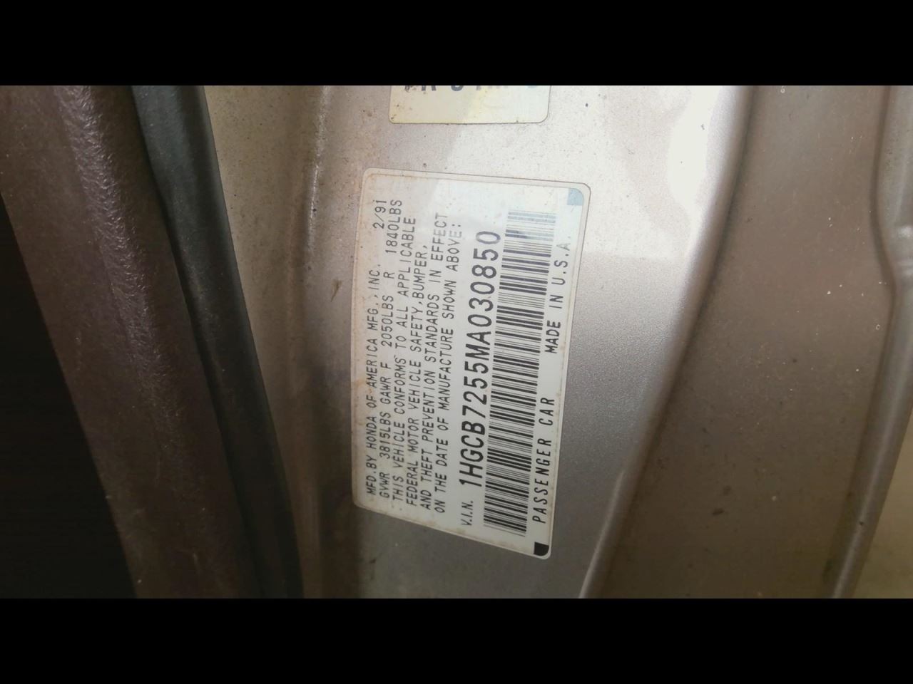 ACCORD 1991 Tools 723127