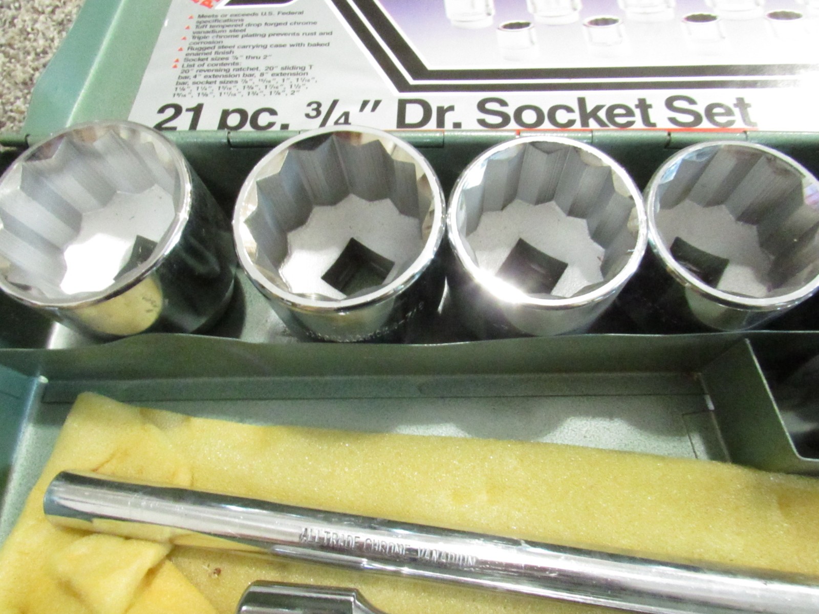 Alltrade Professional 21 Piece 3/4″ Drive Socket Set # 418-T-21 Vanadium NICE