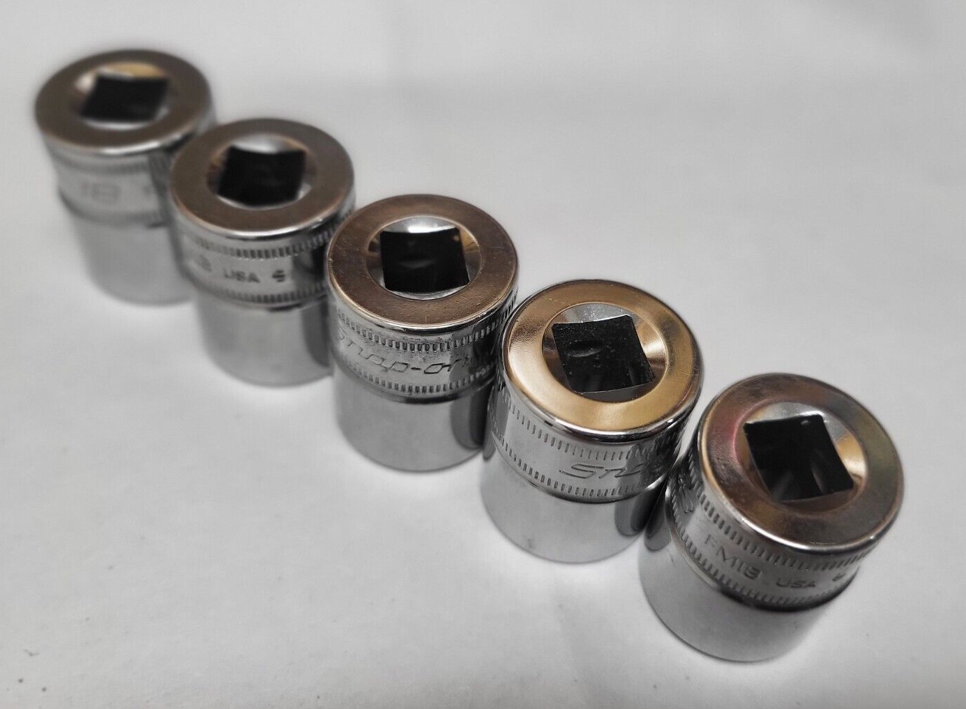 18mm NOS 12 point Snap-On 3/8″ Drive Shallow Chrome Socket 18 MM FM18 Lot of 5