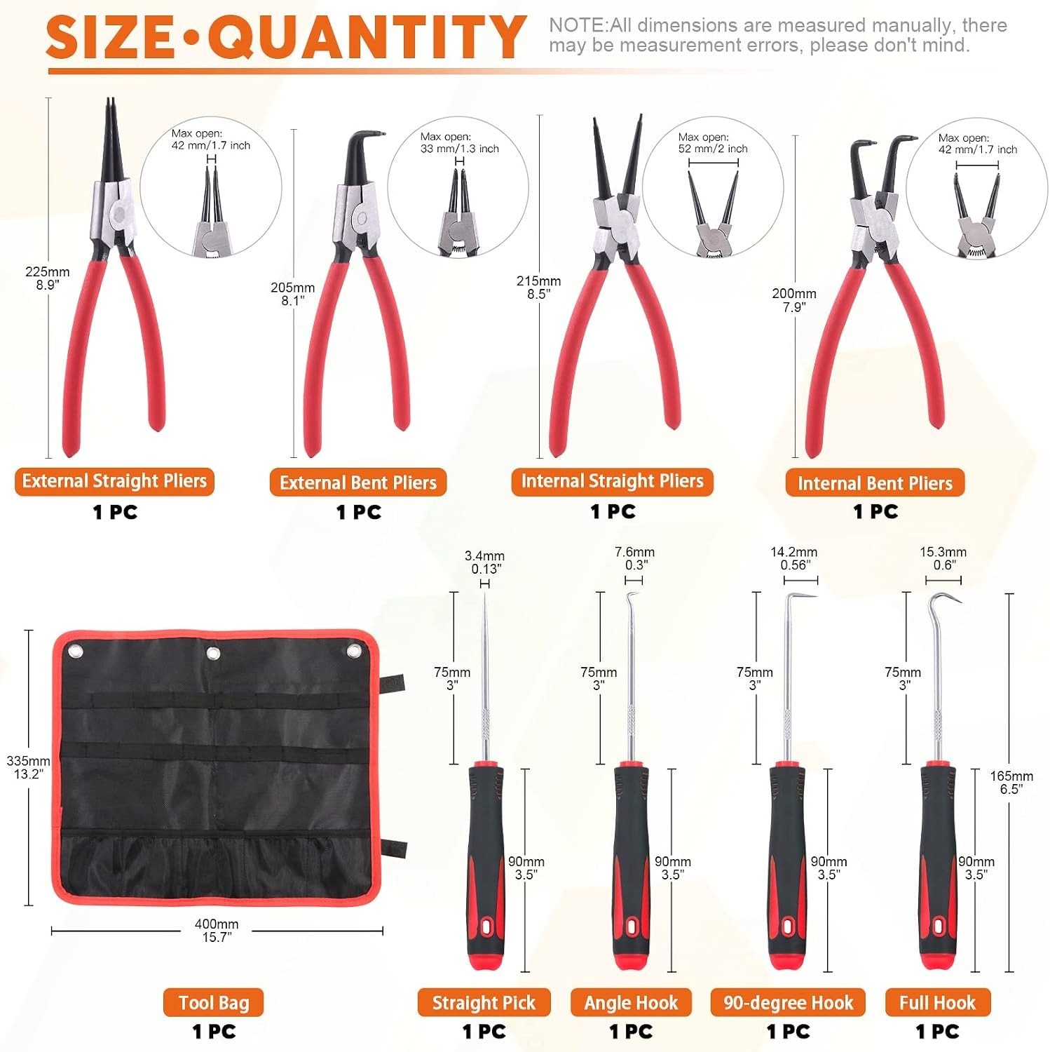 Versatile 8Pc Circlip Pliers Kit for Automotive Maintenance