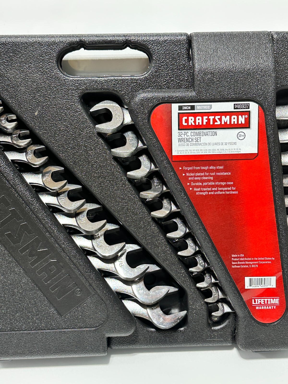NOS Craftsman USA 46937 32pc Metric SAE Combination Wrench Set in Hard Case