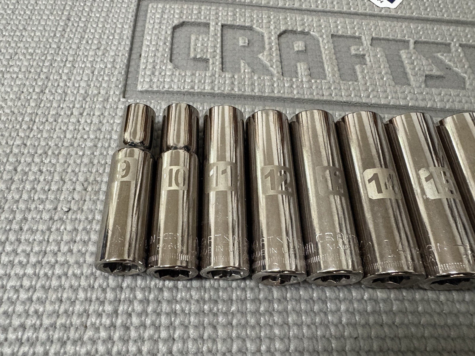 NOS Sears Craftsman USA 3/8” Drive 13pc Easy Read Deep Socket Set 9-22mm Rare!