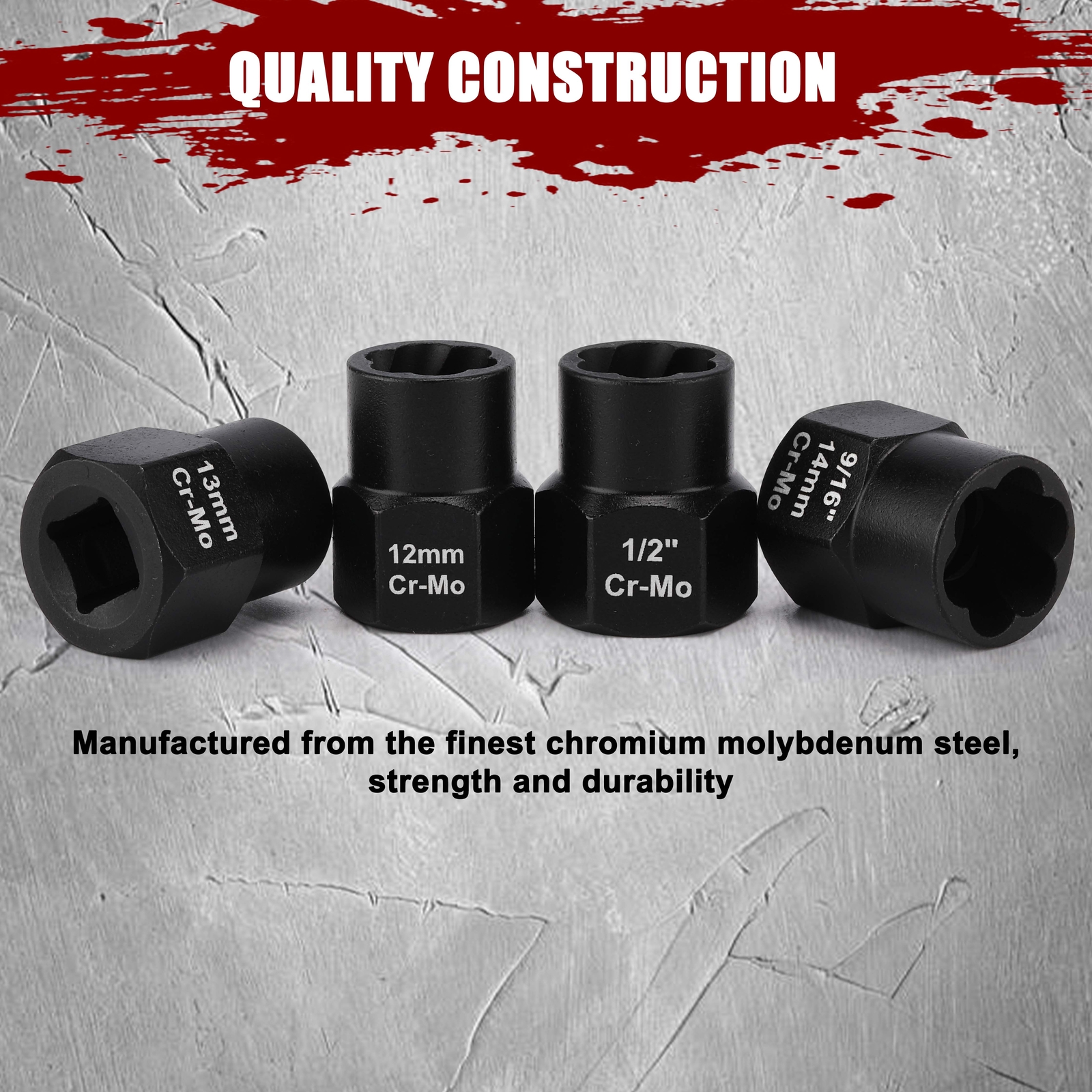 13PC 3/8″ Impact Bolt Nut Remover Set Nut Extractor Socket Bolt Remover Tool Set
