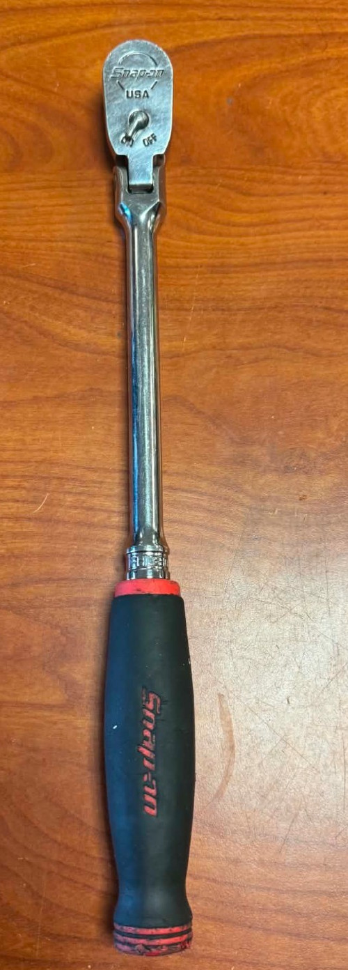 SNAP ON FHLF80A – 3/8 DRIVE CUSHION GRIP FLEX HEAD RATCHET READ!