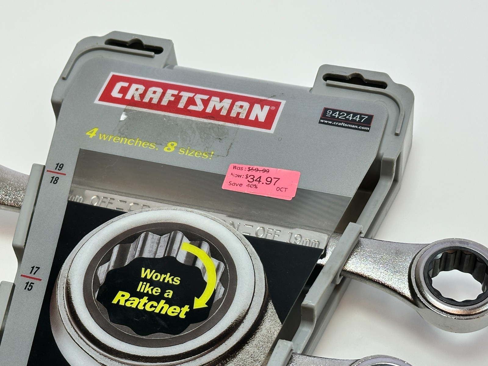 NOS Craftsman USA 42447 Metric 8-19mm Double Box End Ratcheting Wrench Set, Rare