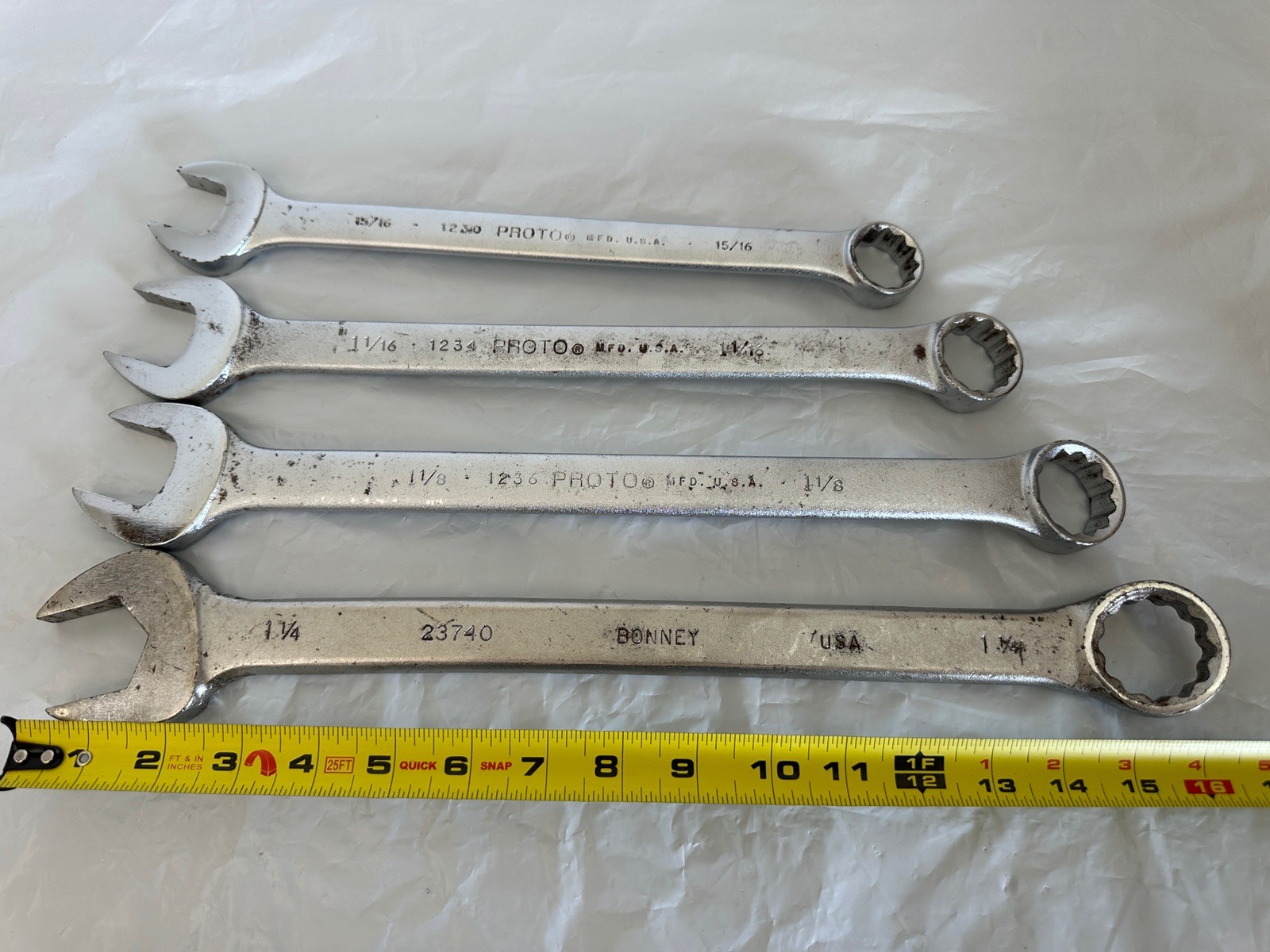PROTO Professional Jumbo Combination Wrenches + Bonney (4) 15/16 1-1/4″ USA