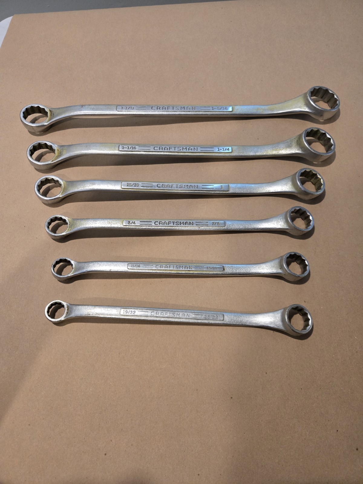 Craftsman Vintage =V= 19/32-1-5/16″ 12PT SAE Offset Box End Wrenchs USA Set Of 6