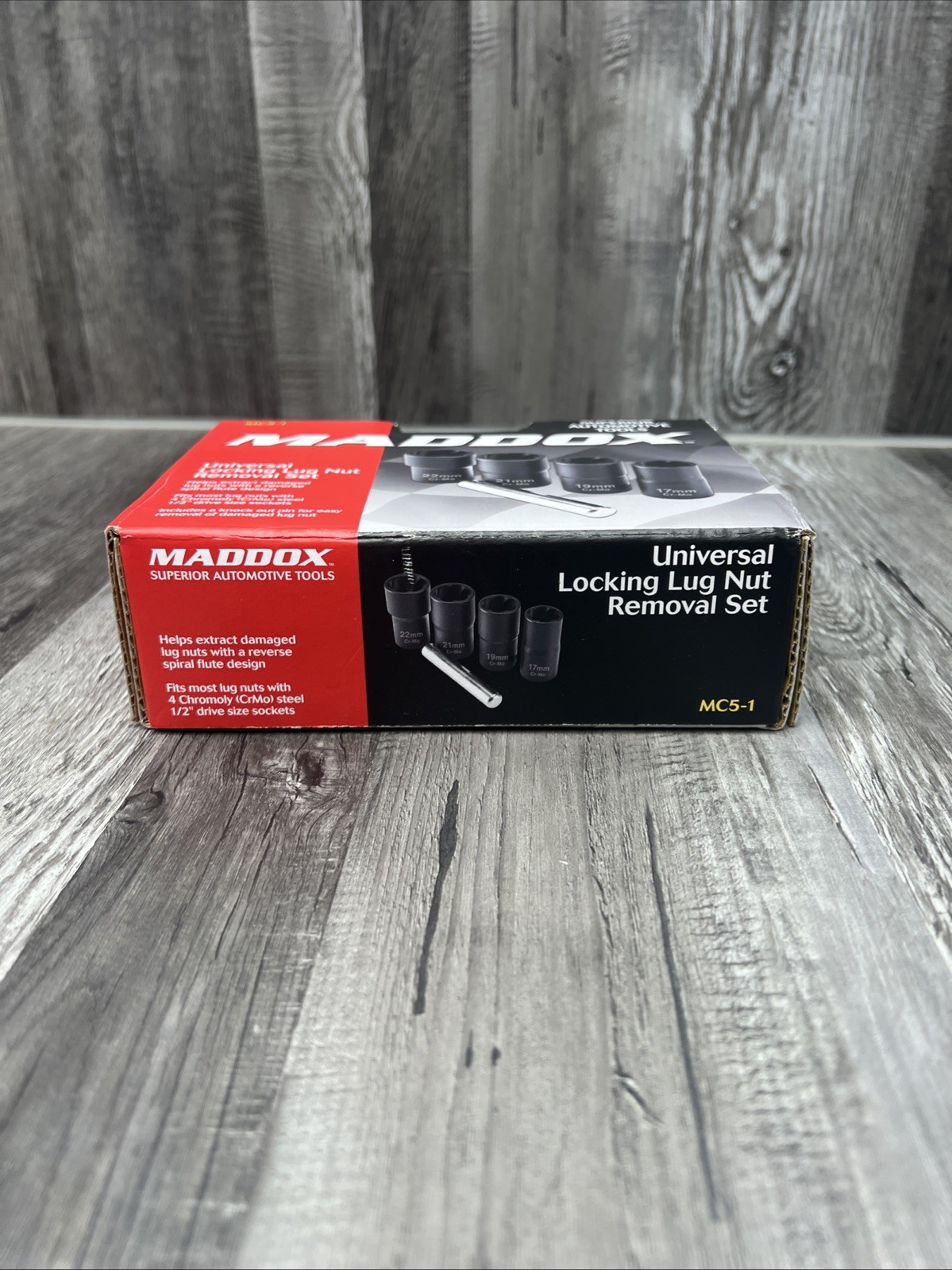 Maddox Universal Locking Lug Nut Removal Set: 17mm, 19mm, 21mm & 22mm #58535