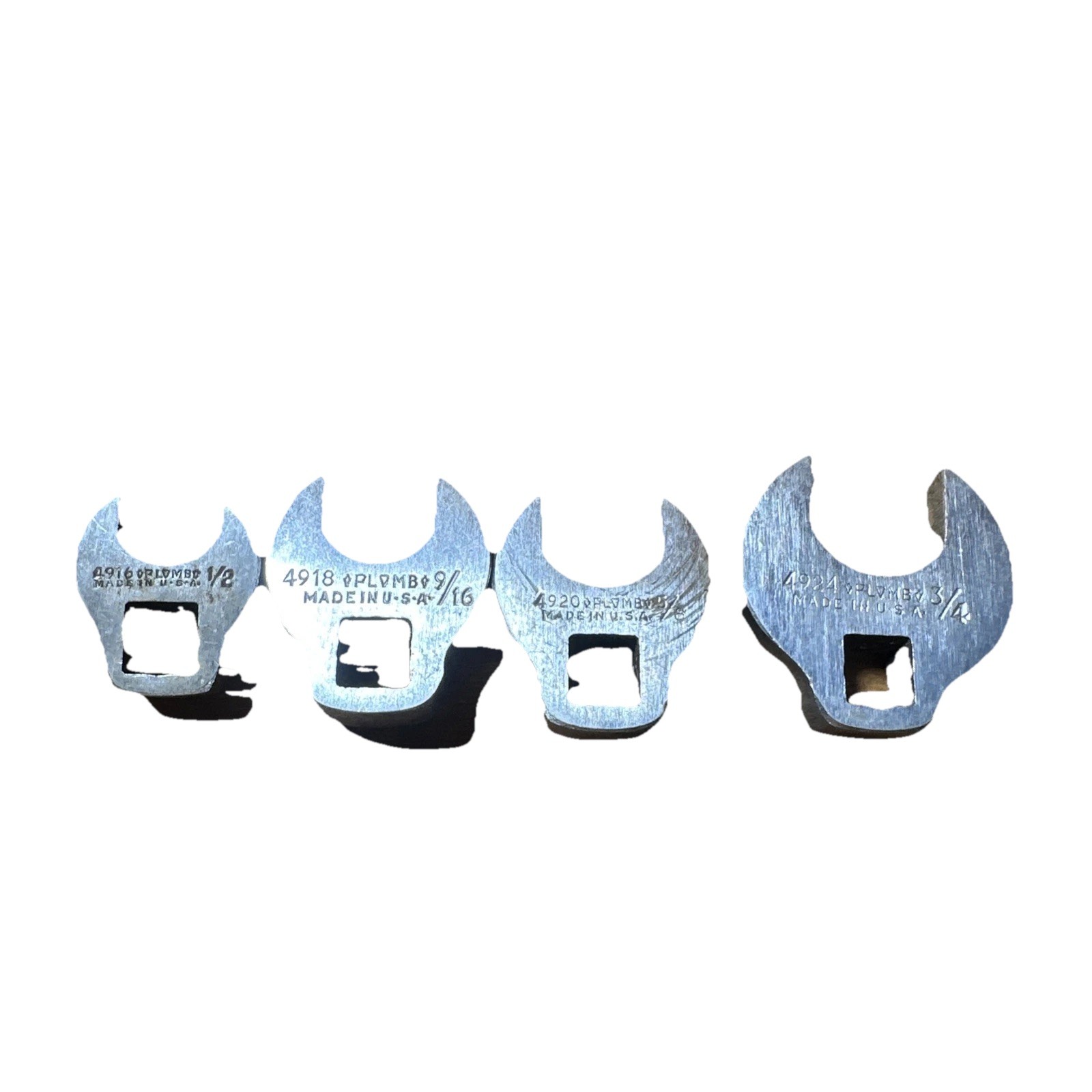 Plumb Plomb 3/8 Drive 4pc SAE Open End Crowfoot Socket Wrench Set USA