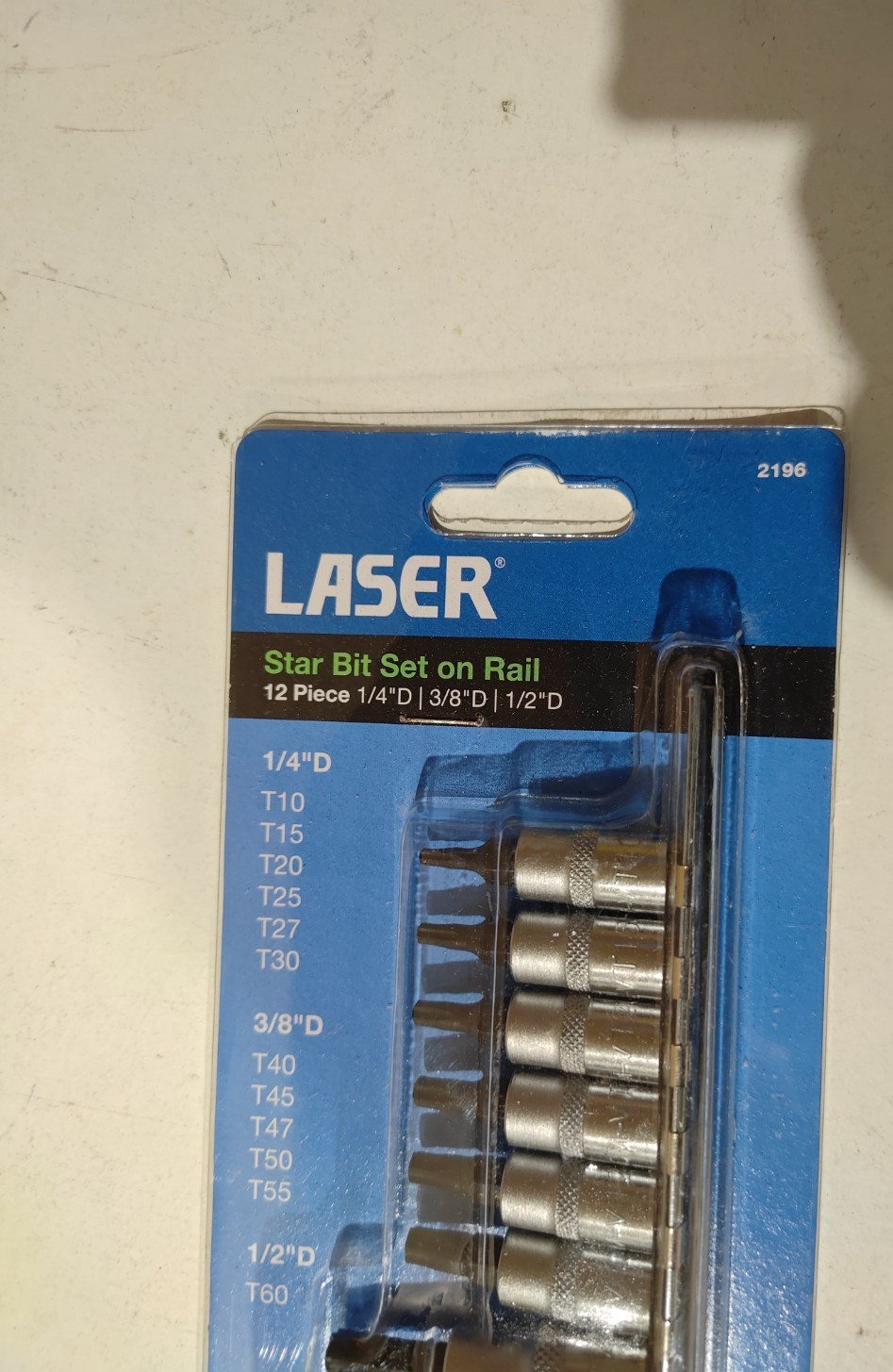 12 Piece Short Star Socket Bit Set From T10–T60 1/4″D, 3/8″D, 1/2″D Laser 2196