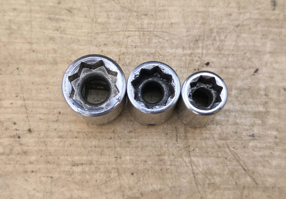 Snap On TM412, 410, 408-1/4″ Dr 3 Pc SAE 8 Pt Double Square Sockets 1/4,5/16,3/8