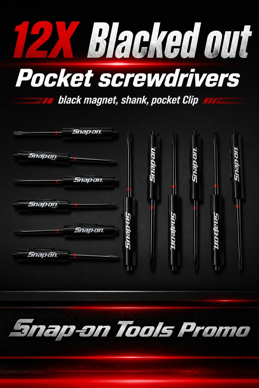 12 Snap on tool Special Edition pocket screwdrivers BLACK PROMO Blacked Out+gift