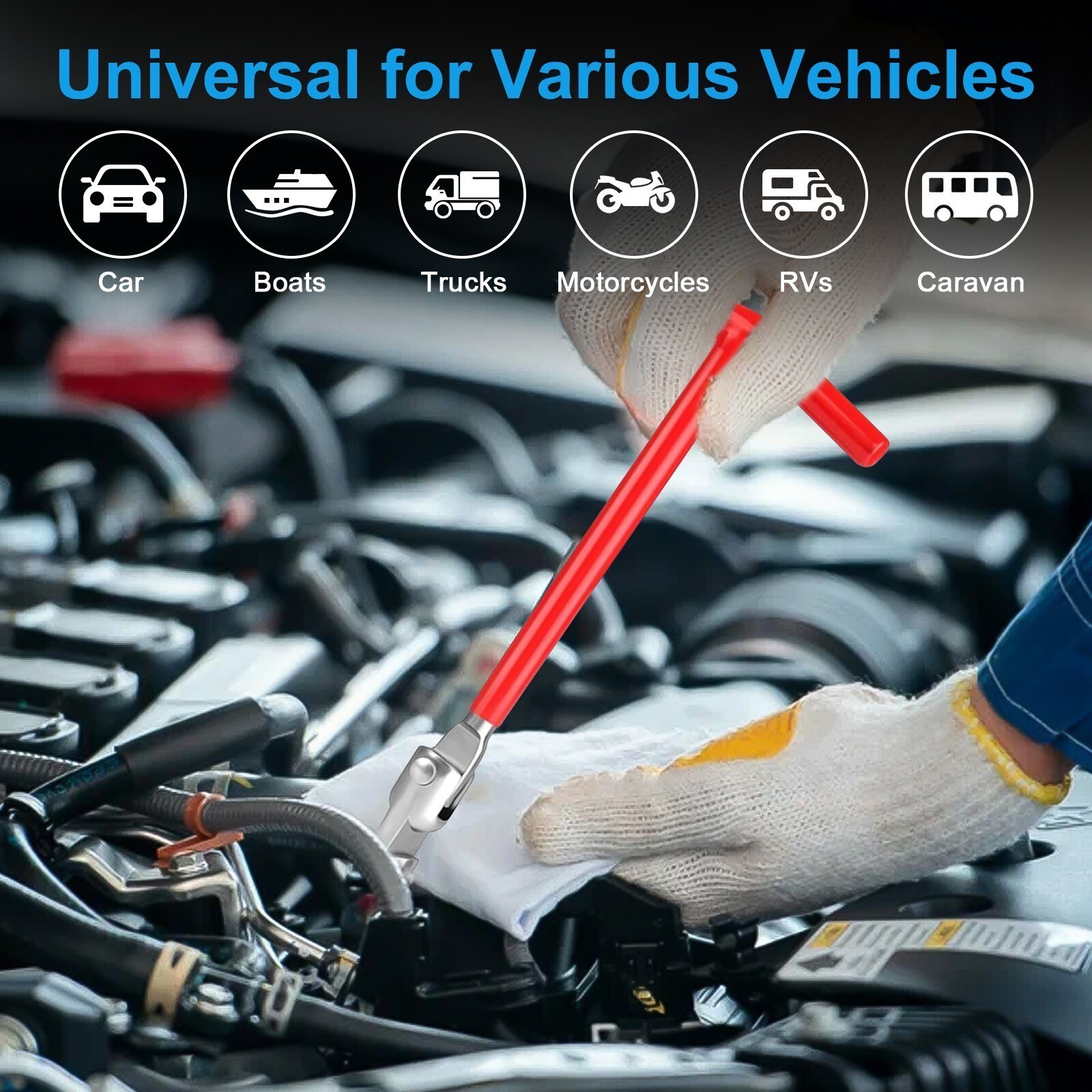 3Pcs Spark Plug Socket Wrench T-Handle Swivel Remover Installer Tool 5/8″&13/16″
