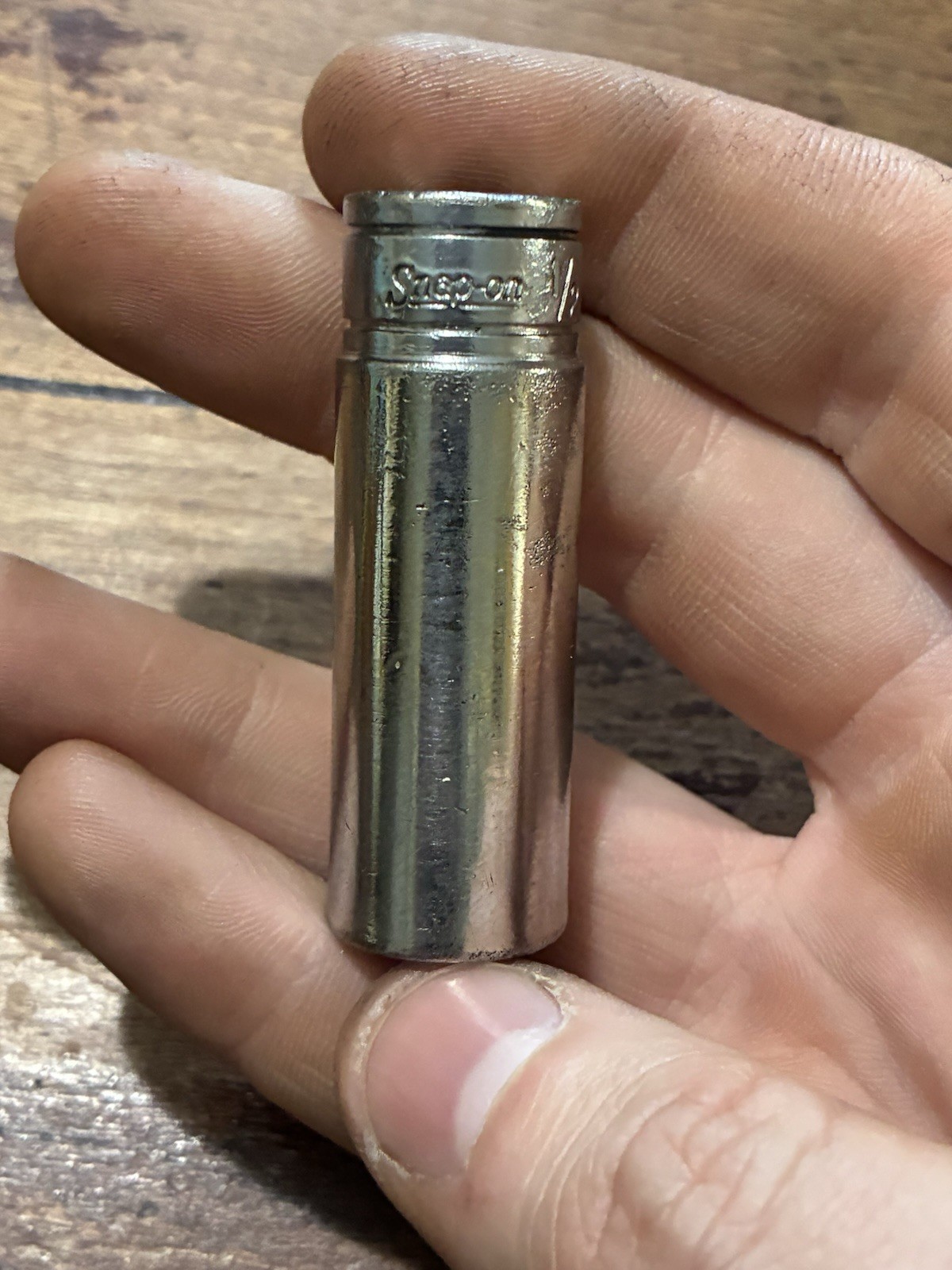 Vintage Snap-on Underline Logo SF161 3/8″ Drive 1/2″ SAE Deep 6 Pt Socket Rough