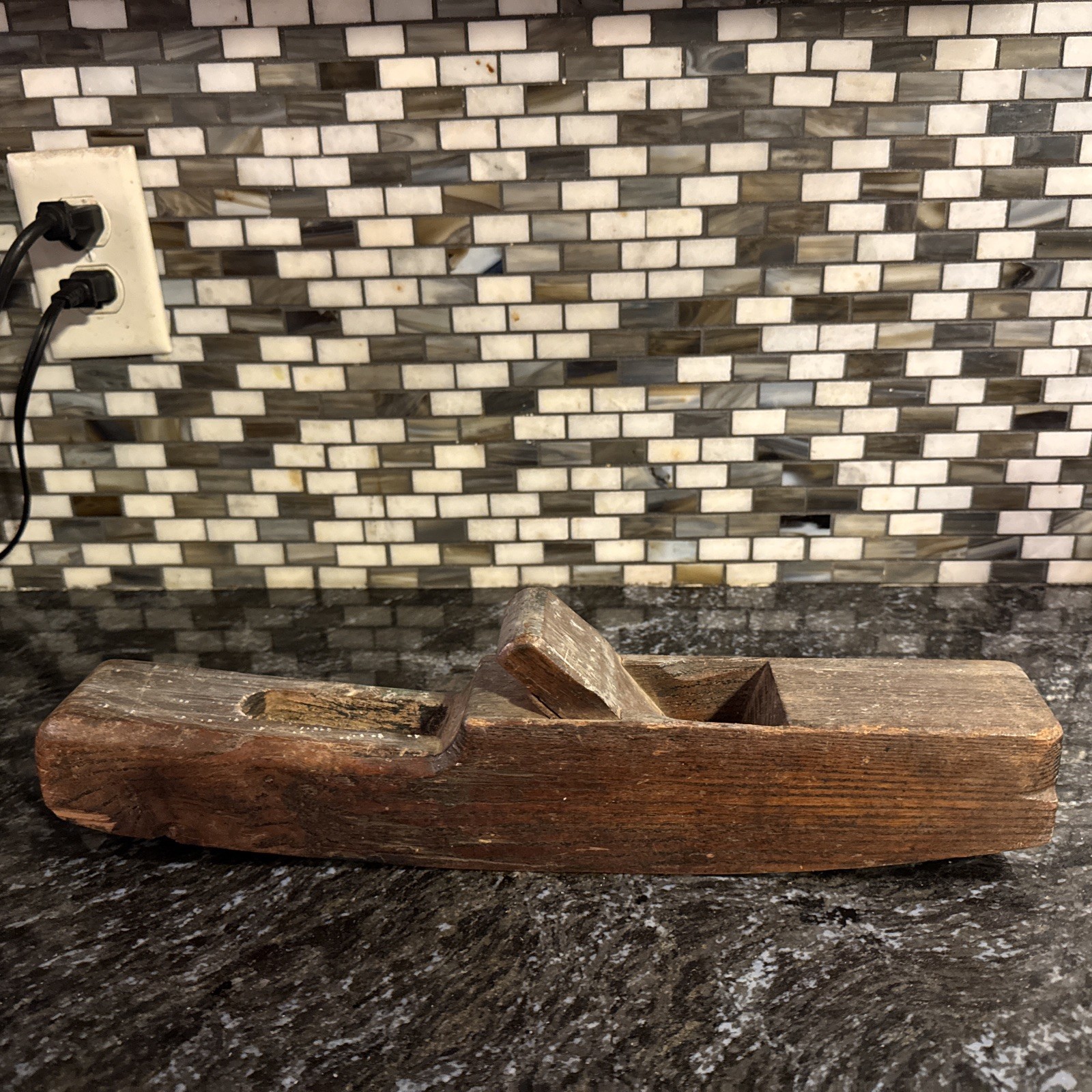 FOLK ART PAINTED 15.75” Vintage Wooden plane Woodworking Tool Antique