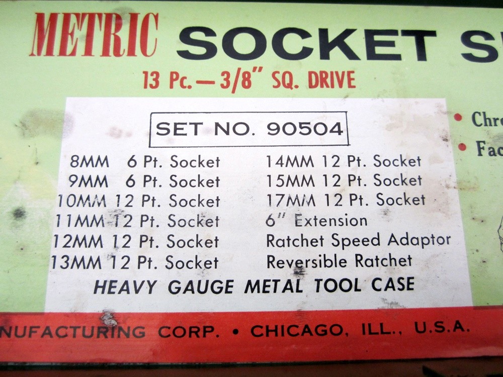 Vintage Indestro Xpert 3/8″ Drive 13pc Metric Socket Set 90504 Made in Japan