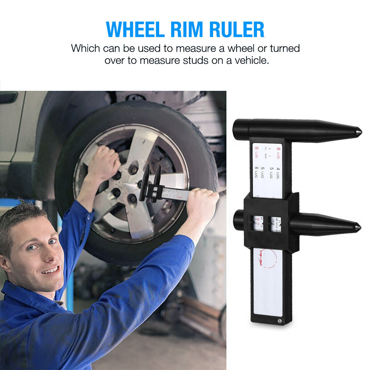 Wheel Bolt Stud Pattern Gauge Measurement 4 5 6 8 Lug Rims Holes Size Hand Tool❤