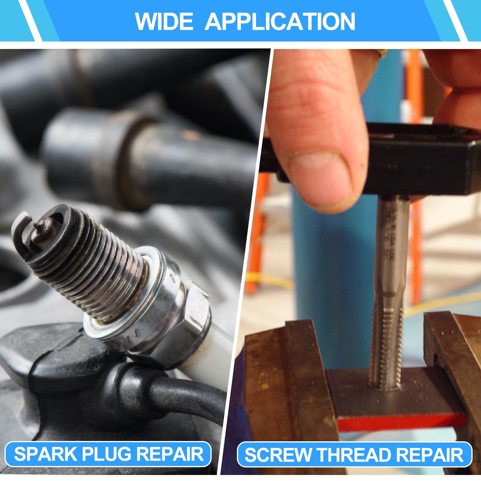 Spark Plug Thread Repair Kit, 28 PCS 4 Sizes High Speed Steel Tap and 5 Sizes…