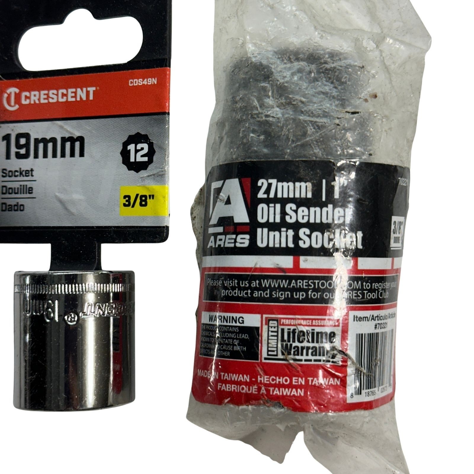 Performance Tool Crescent Ares Sockets 18mm 19mm 27mm 1/2″ and 3/8″ Drive, 3 pcs